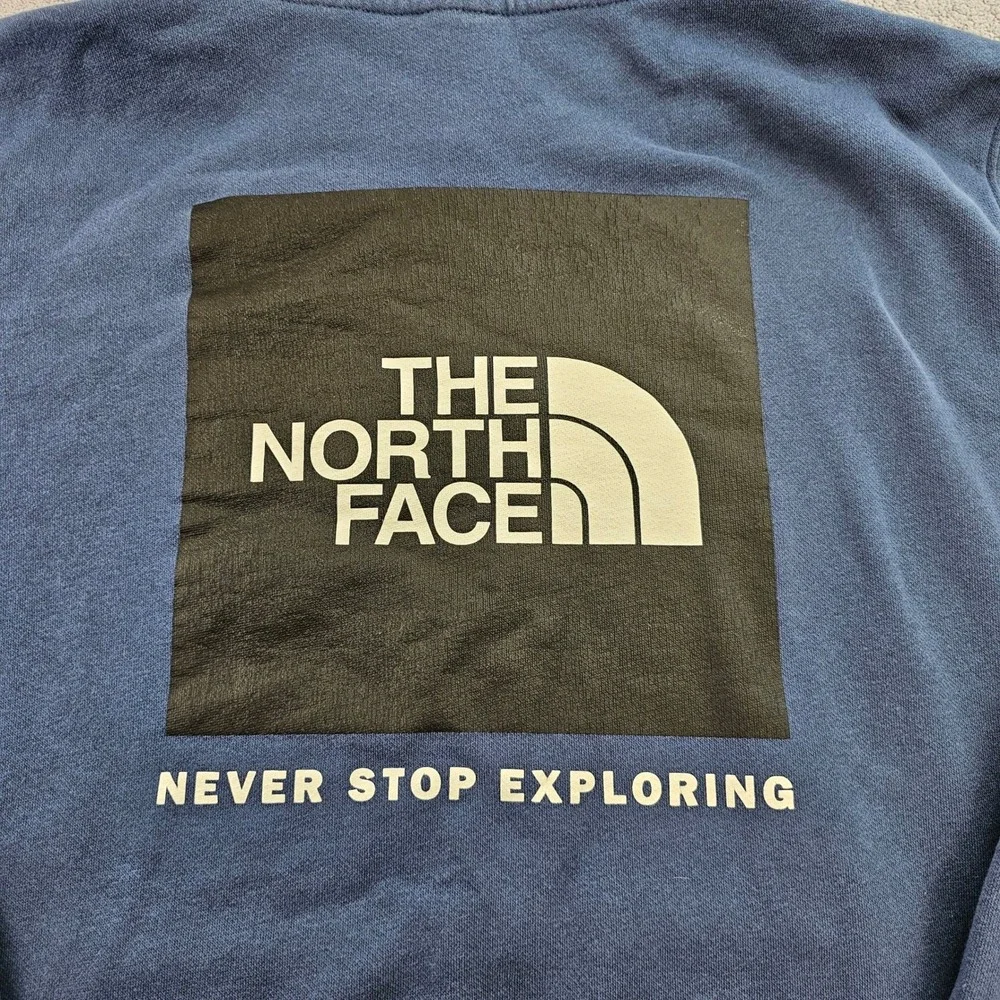 The North Face Hoodie Mens‎ Blue Box NSE Graphic Fleece Lined Relaxed Drawstring